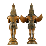 Pure Brass Divine Vahana Pair with Vintage Bronze Finish | Hanuman 21.5" & Garuda 22" | Total 21 kg Sacred Art | Heritage Guardian Murti